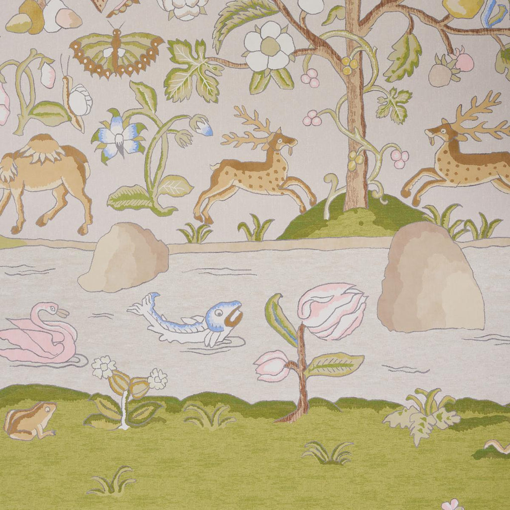 Schumacher Chaucer'S Forest Panel Set Alabaster Wallpaper