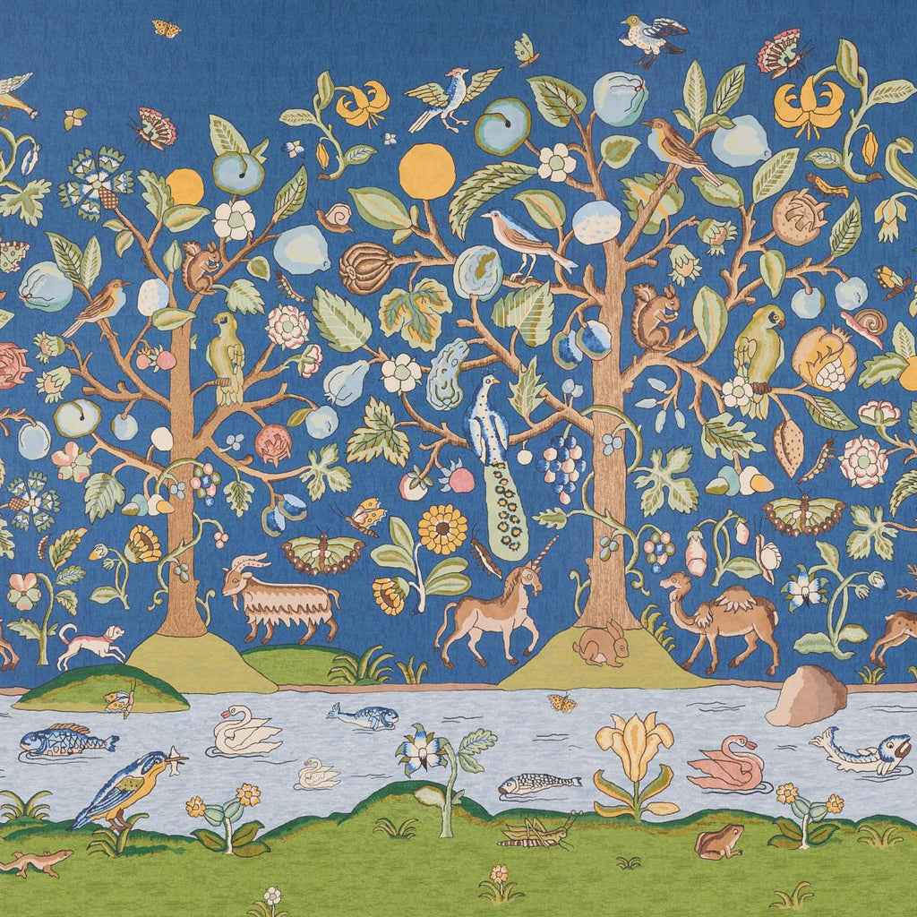 Schumacher Chaucer'S Forest Panel Set Slate Wallpaper