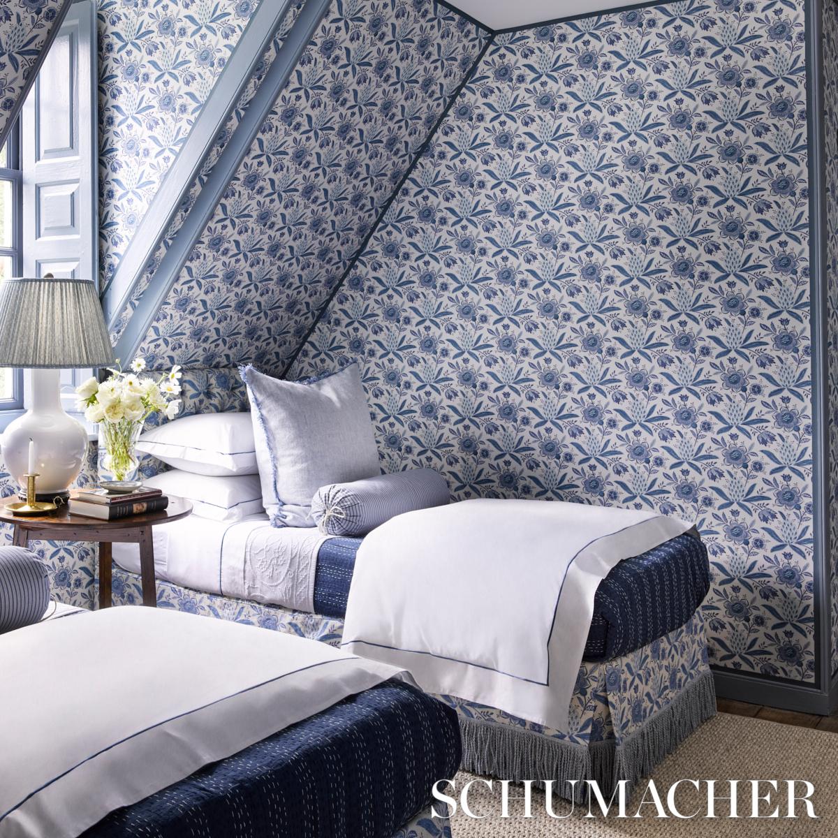 Schumacher Lafayette Botanical Cornflower Wallpaper