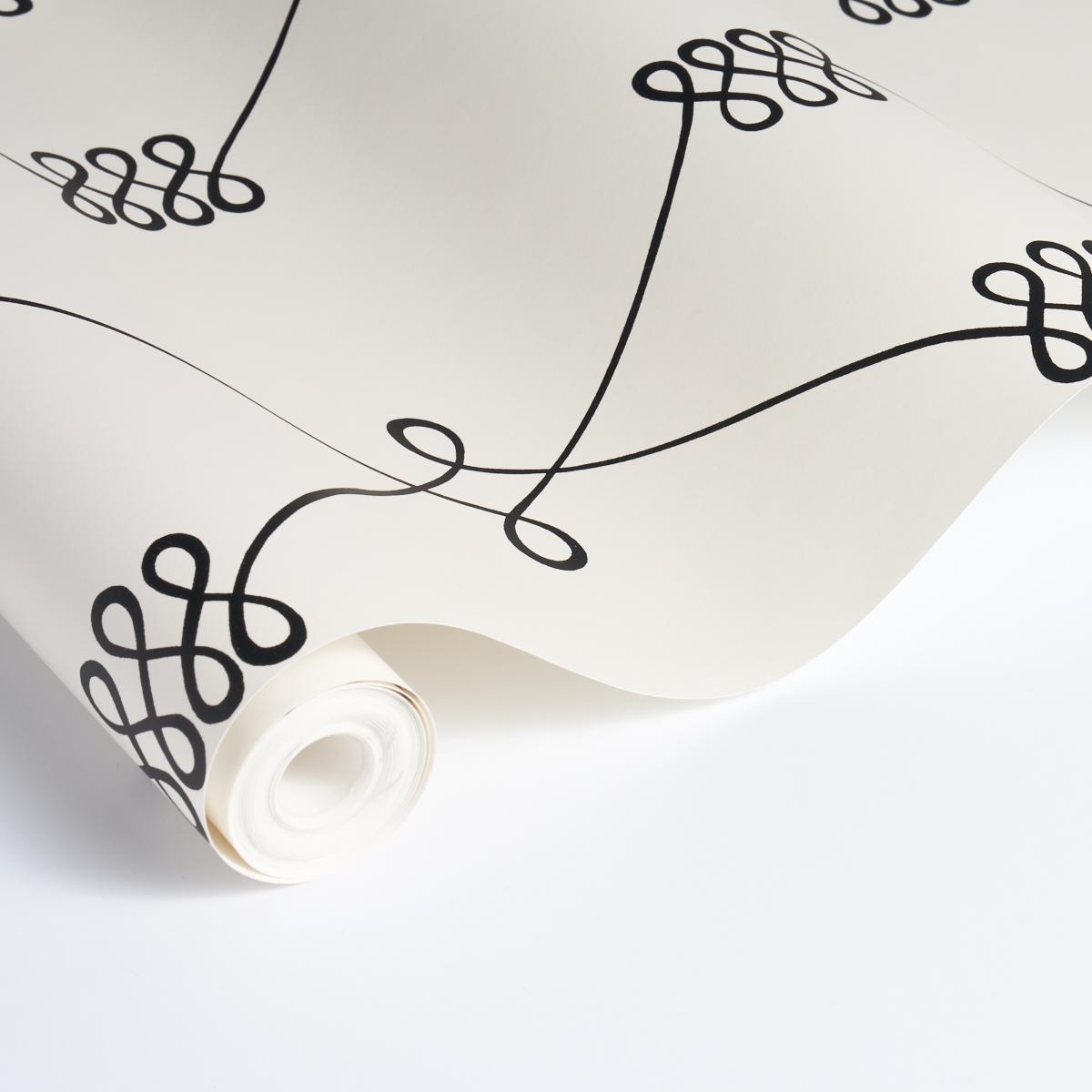 Schumacher Nicolette Black On Cream Wallpaper