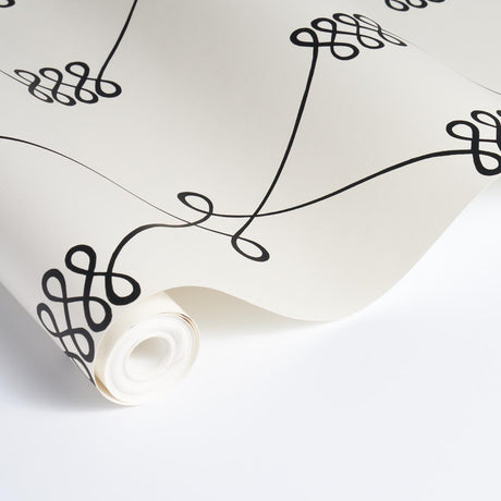 Schumacher Nicolette Black On Cream Wallpaper