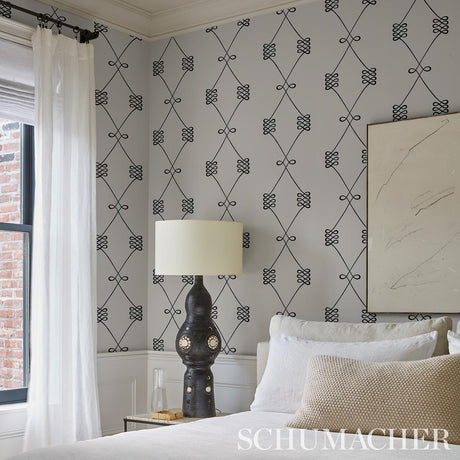 Schumacher Nicolette Black On Cream Wallpaper