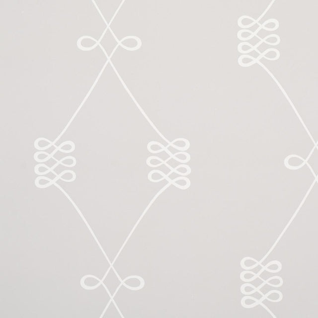 Schumacher Nicolette White On Grey Wallpaper