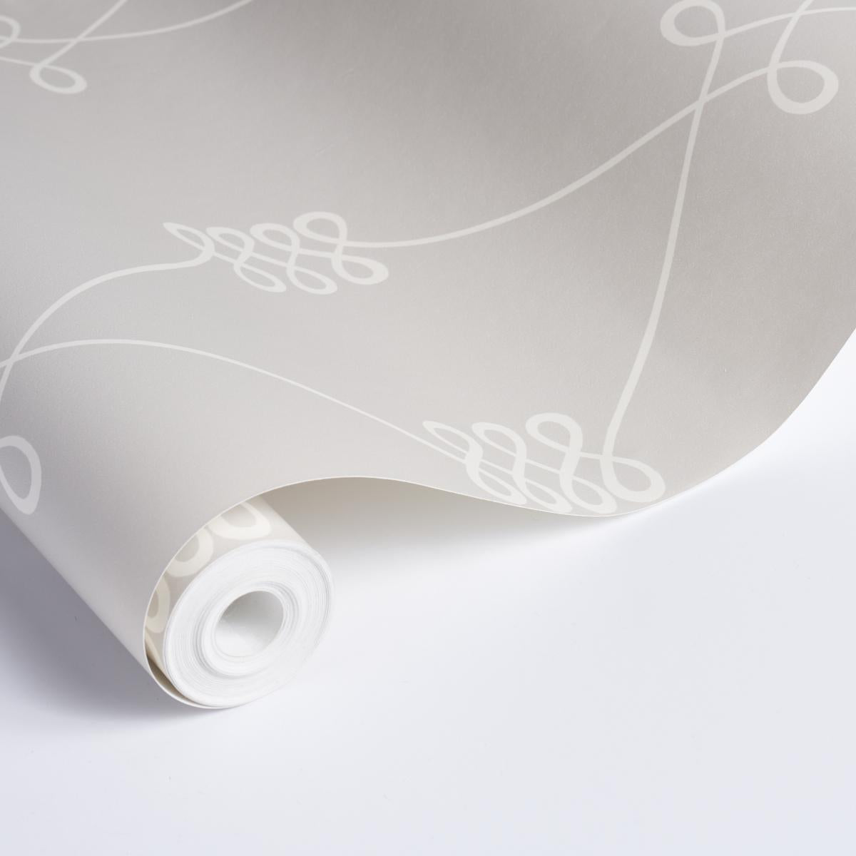 Schumacher Nicolette White On Grey Wallpaper