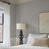 Schumacher Nicolette White On Grey Wallpaper