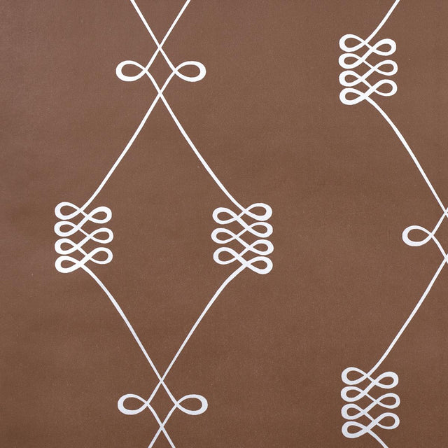 Schumacher Nicolette Silver On Brown Wallpaper