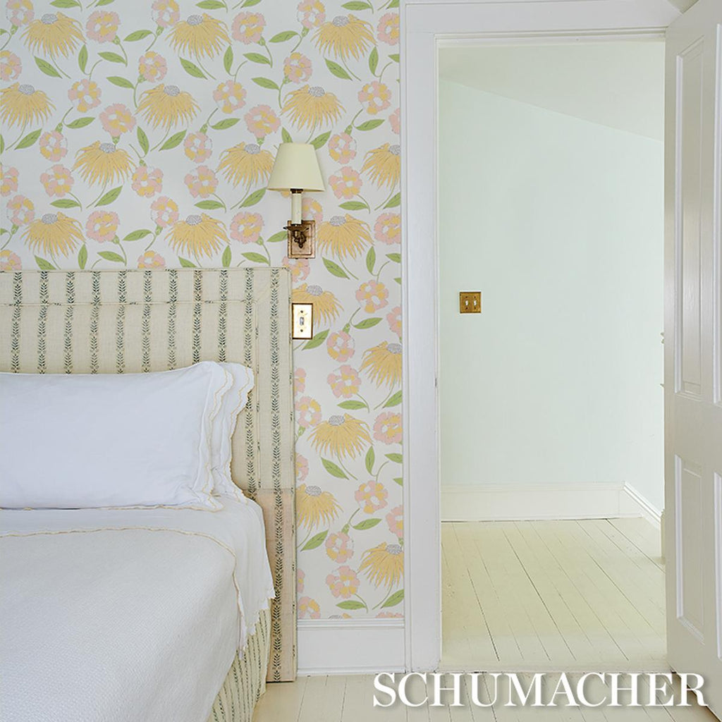 Schumacher Bouquet Toss Pink Lemonade Wallpaper