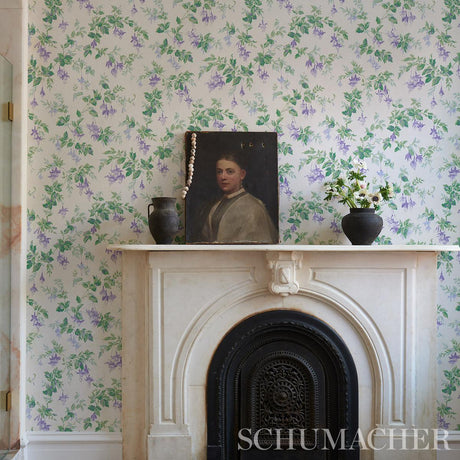 Schumacher Garden Gate Violet Wallpaper