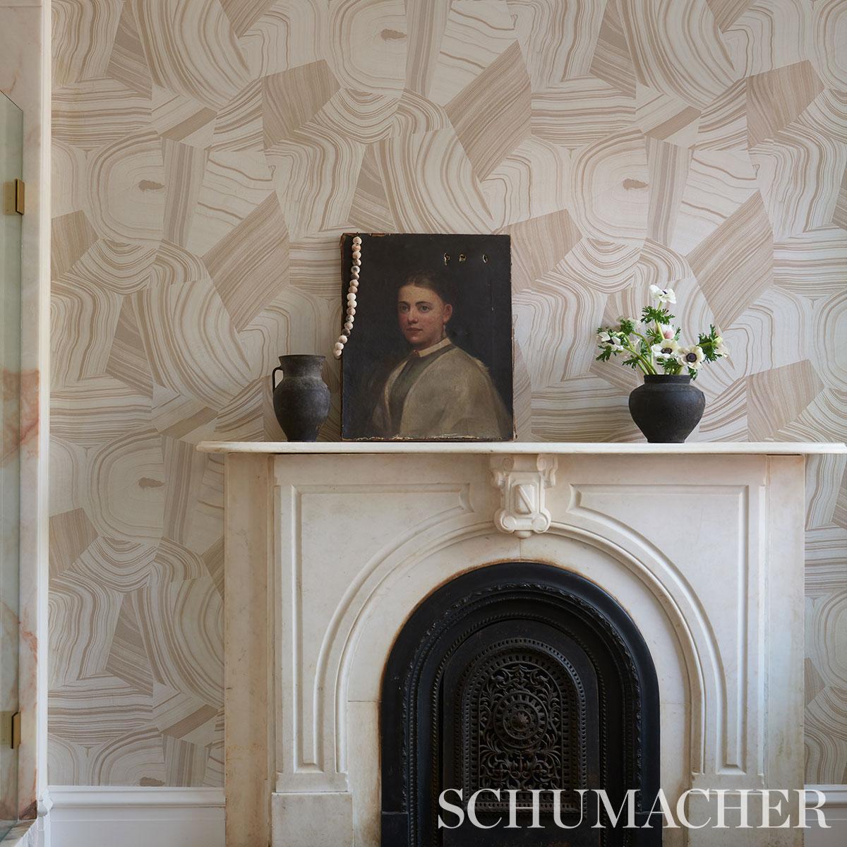 Schumacher Agate Slice Light Neutral Wallpaper