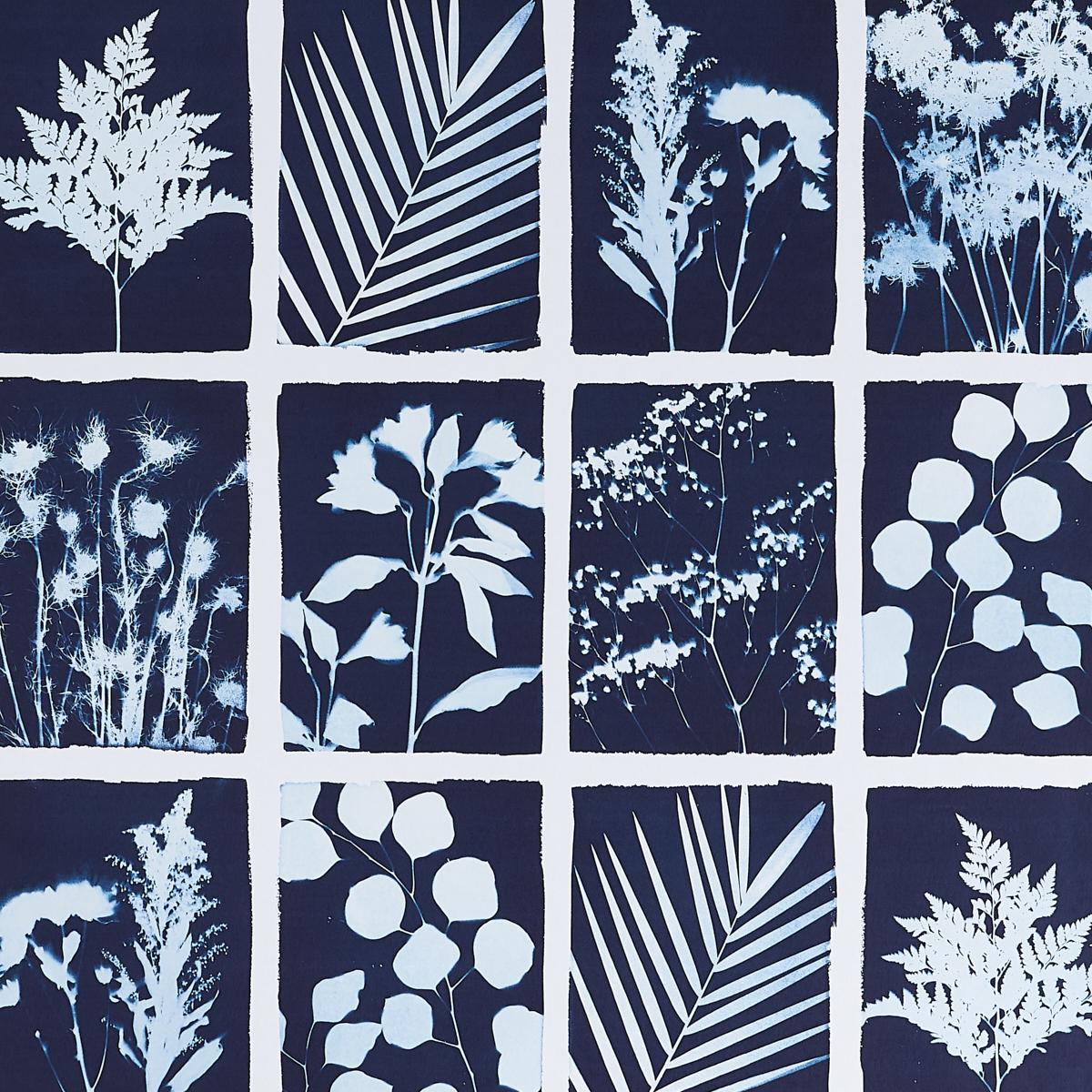 Schumacher Cyanotype Panel Indigo Wallpaper