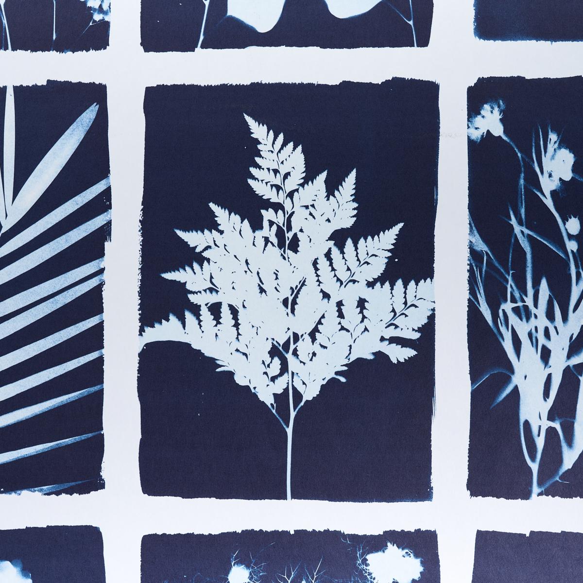Schumacher Cyanotype Panel Indigo Wallpaper