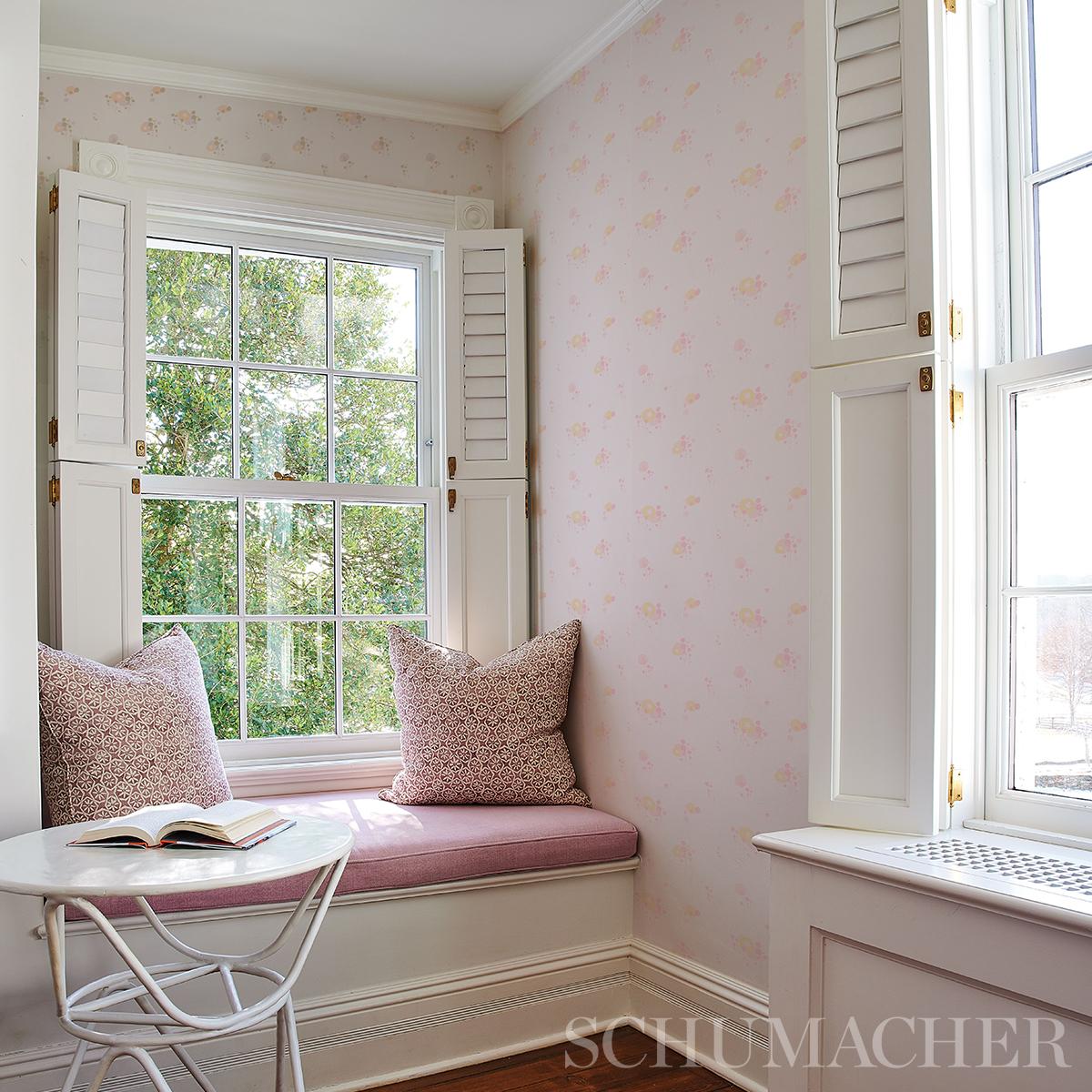 Schumacher Pom Pom Forest Blush Wallpaper