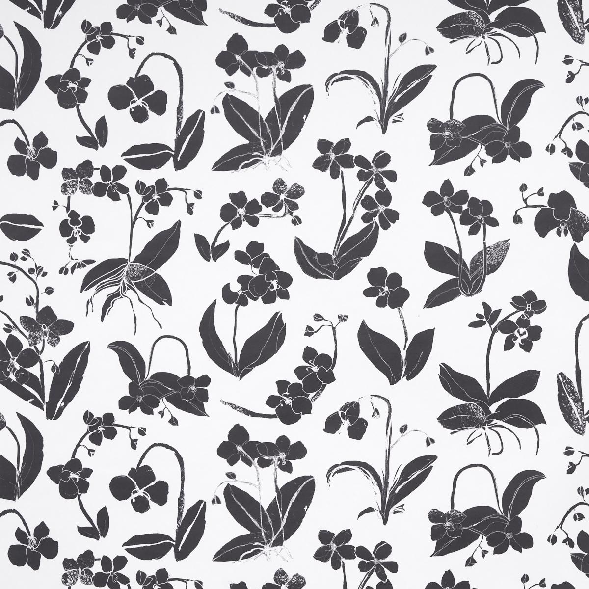 Schumacher Orchids Have Dreams Soft Black Wallpaper