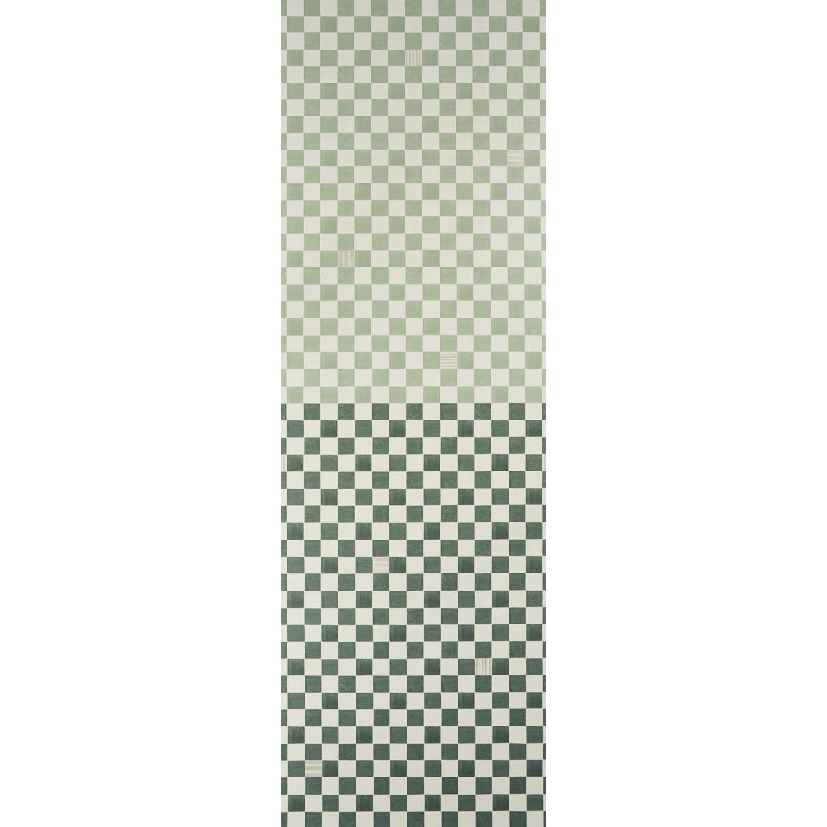 Schumacher Backdrop X Schumacher Gambit Panel Sage & Deep Green Wallpaper