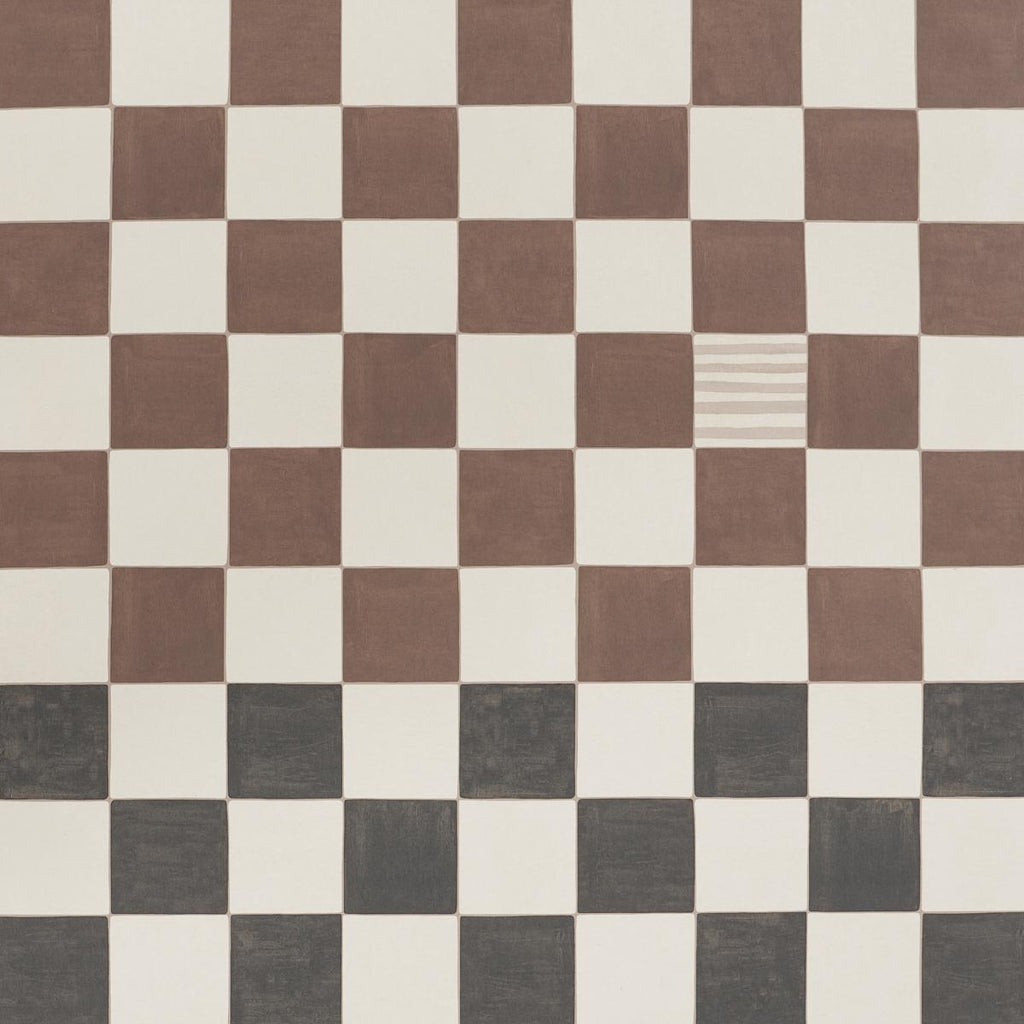 Schumacher Gambit Panel Cocoa & Charcoal Wallpaper