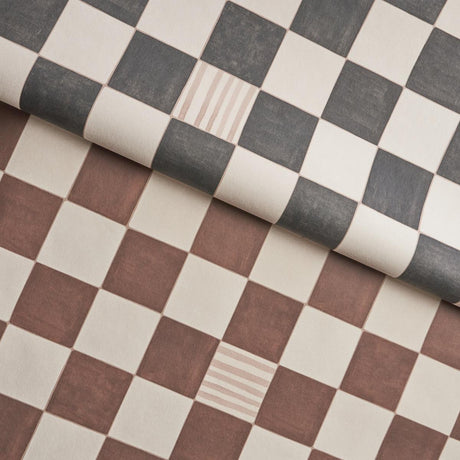 Schumacher Backdrop X Schumacher Gambit Panel Cocoa & Charcoal Wallpaper