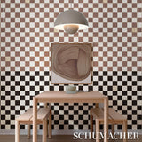 Schumacher Gambit Panel Cocoa & Charcoal Wallpaper