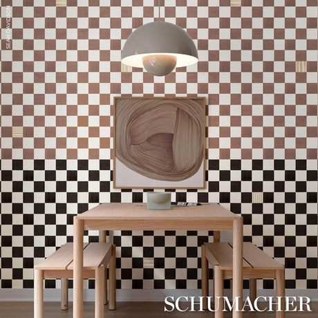 Schumacher Gambit Panel Cocoa & Charcoal Wallpaper