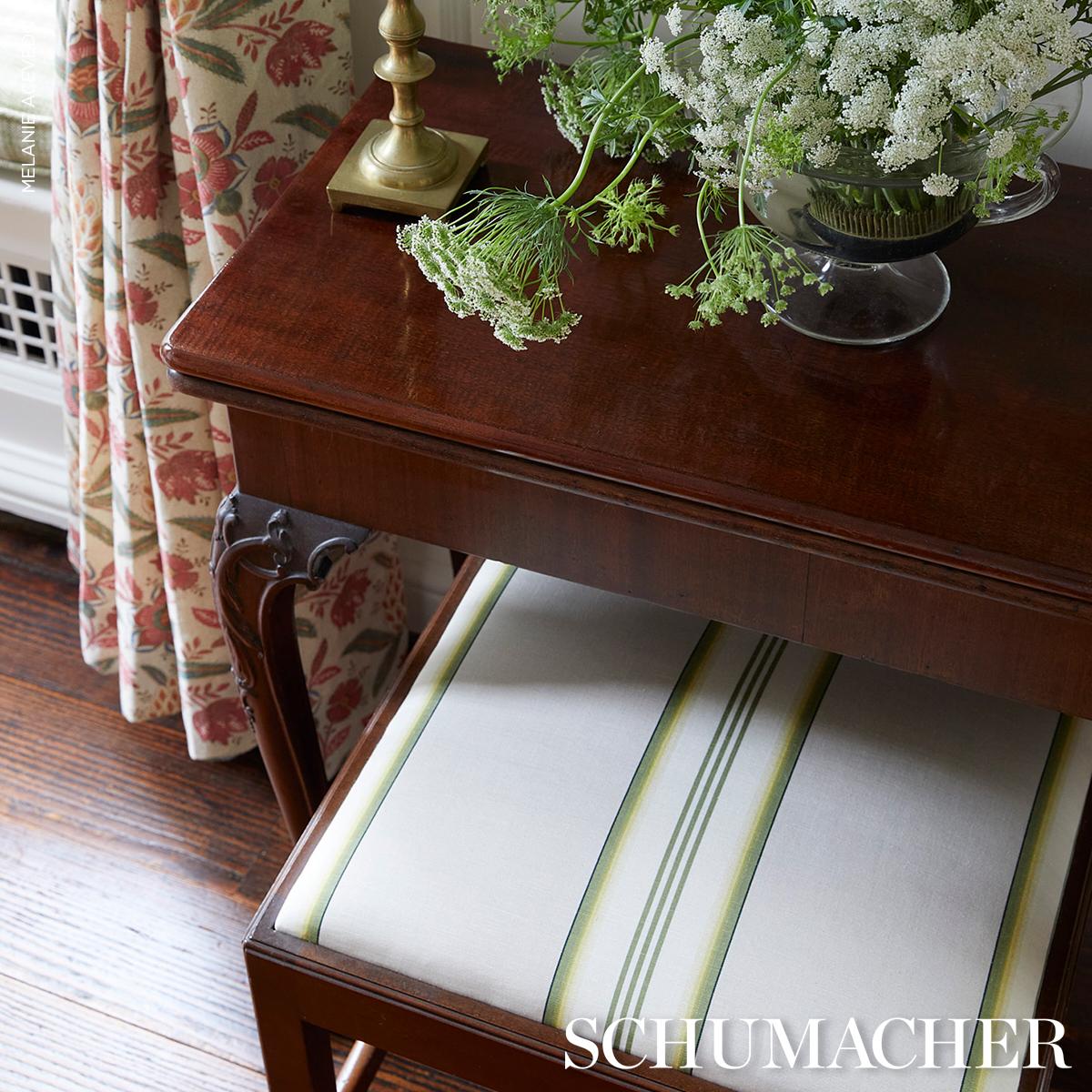 Schumacher Randolph Stripe Moir Magnolia Fabric