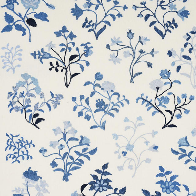 Schumacher Raleigh Crewel Embroidery Cornflower Fabric