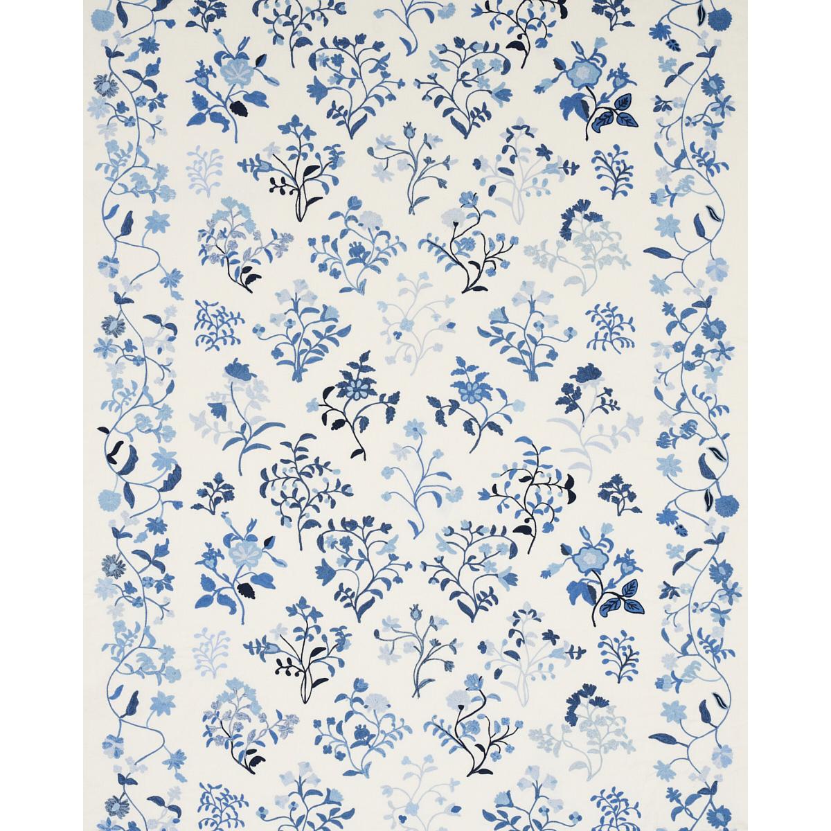 Schumacher Raleigh Crewel Embroidery Cornflower Fabric