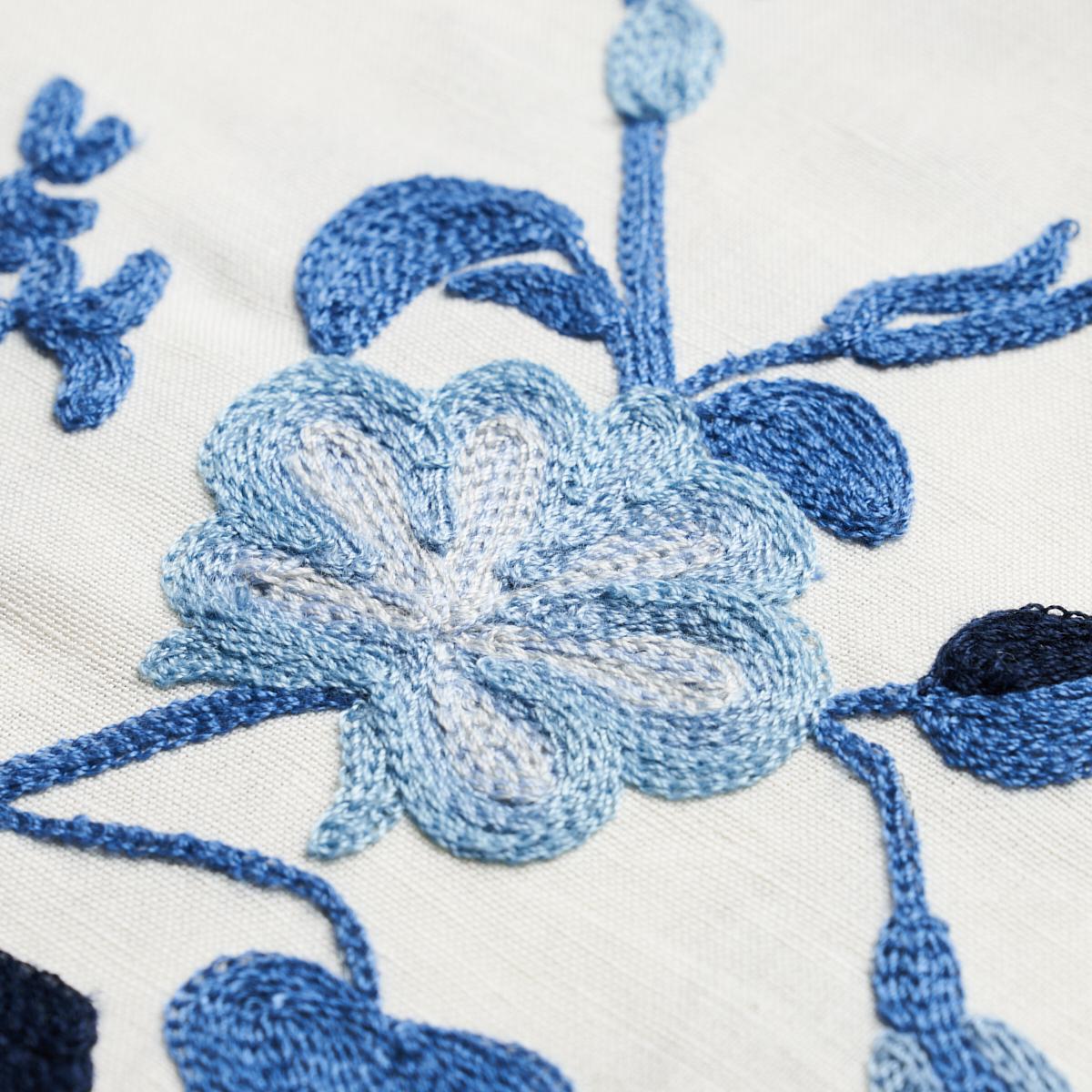 Schumacher Raleigh Crewel Embroidery Cornflower Fabric