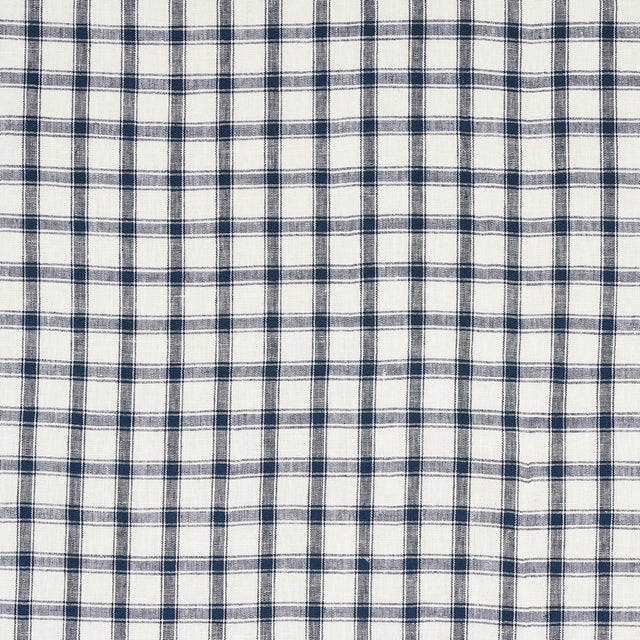 Schumacher Crawford Linen Check Indigo Fabric