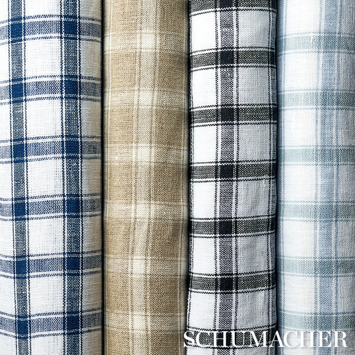 Schumacher Crawford Linen Check Indigo Fabric