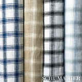 Schumacher Crawford Linen Check Indigo Fabric