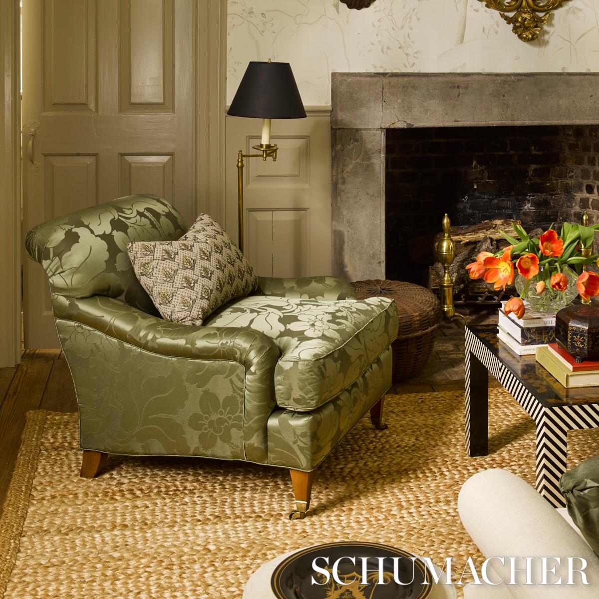 Schumacher Dandridge Damask Magnolia Fabric