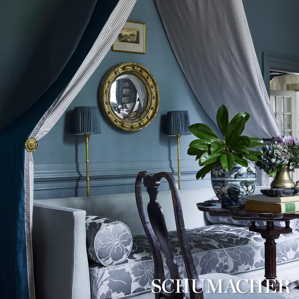 Schumacher Dandridge Damask Palace Slate Fabric