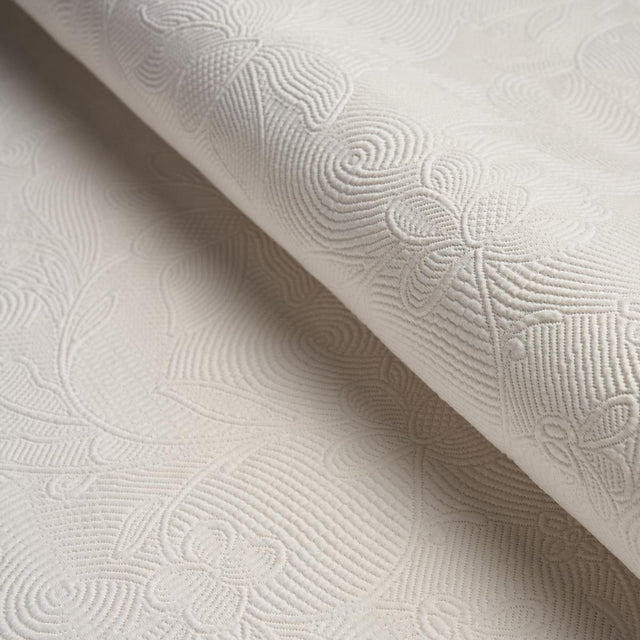 Schumacher Quilted Scroll Matelass Ivory Fabric