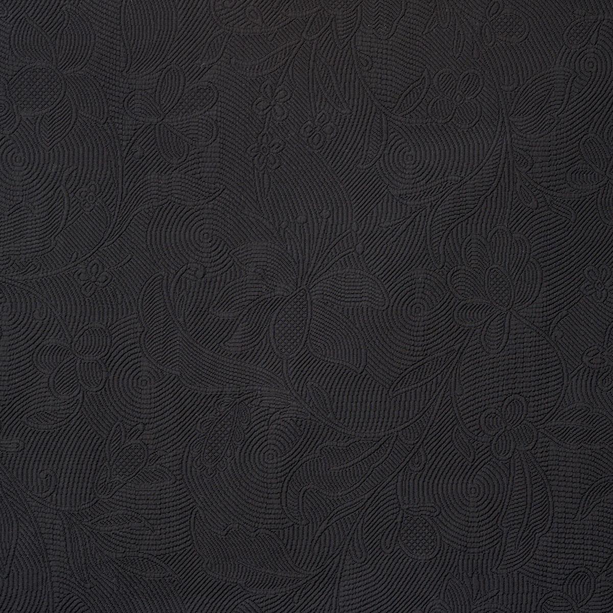 Schumacher Quilted Scroll Matelass Pitch Black Fabric