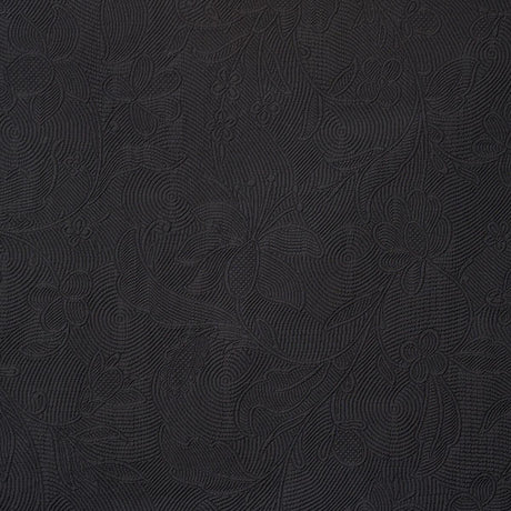 Schumacher Quilted Scroll Matelass Pitch Black Fabric
