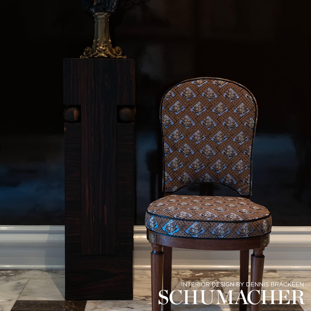 Schumacher Blair Silk Pingl Charlton Brown Fabric