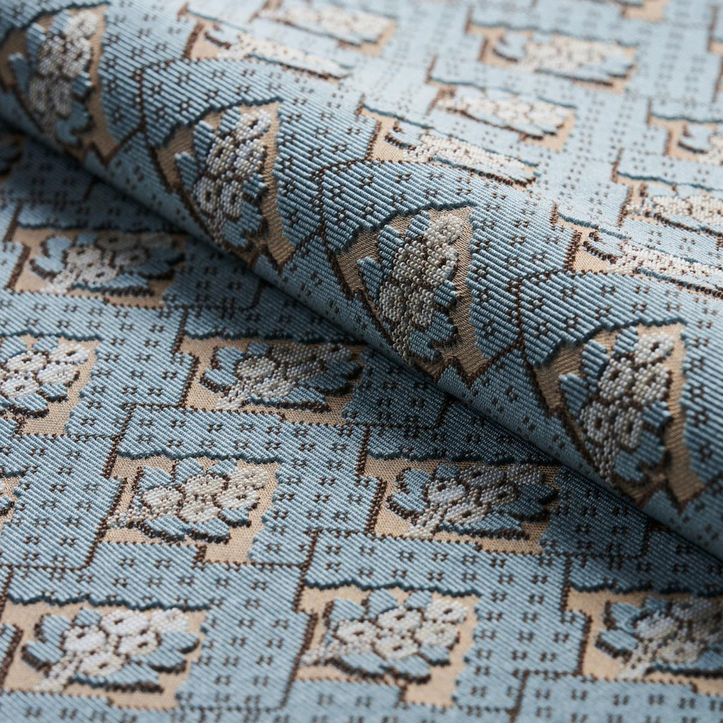 Schumacher Blair Silk Pingl Worcester Blue Fabric