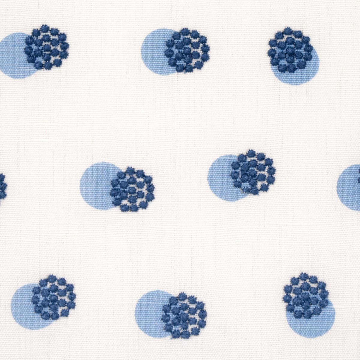 Schumacher Taylor Embroidery Blue On Ivory Fabric