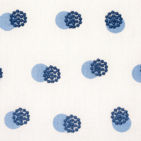 Schumacher Taylor Embroidery Blue On Ivory Fabric