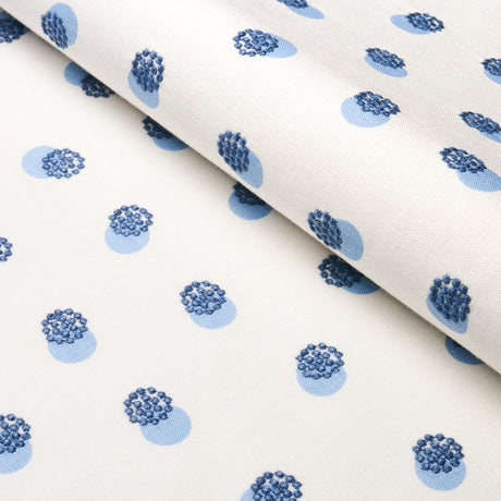 Schumacher Taylor Embroidery Blue On Ivory Fabric