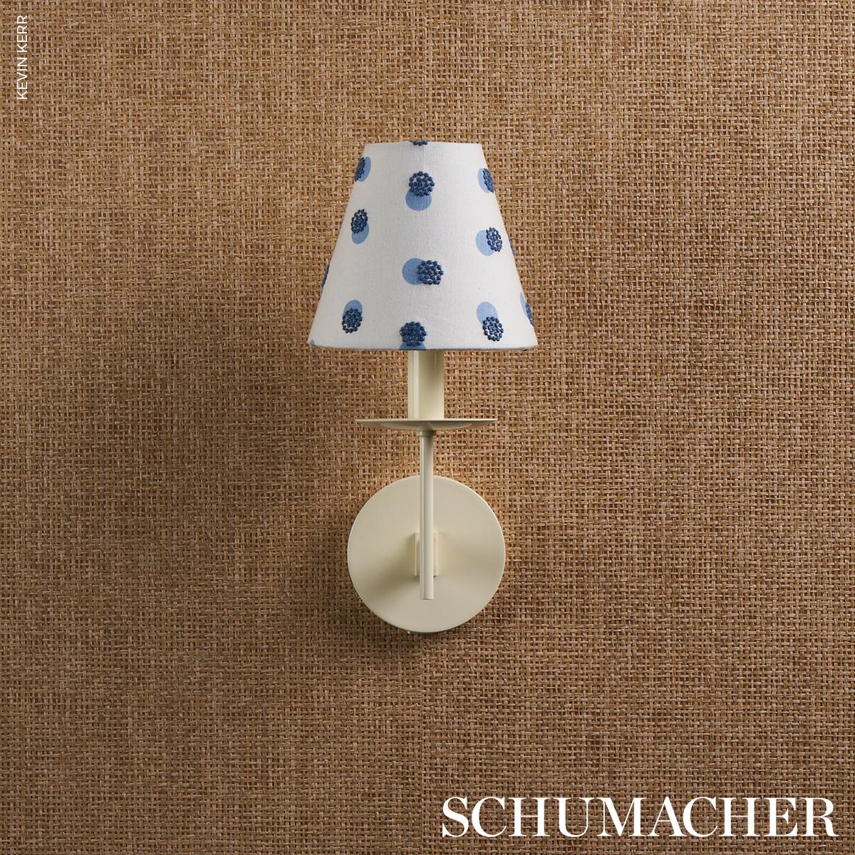 Schumacher Taylor Embroidery Blue On Ivory Fabric