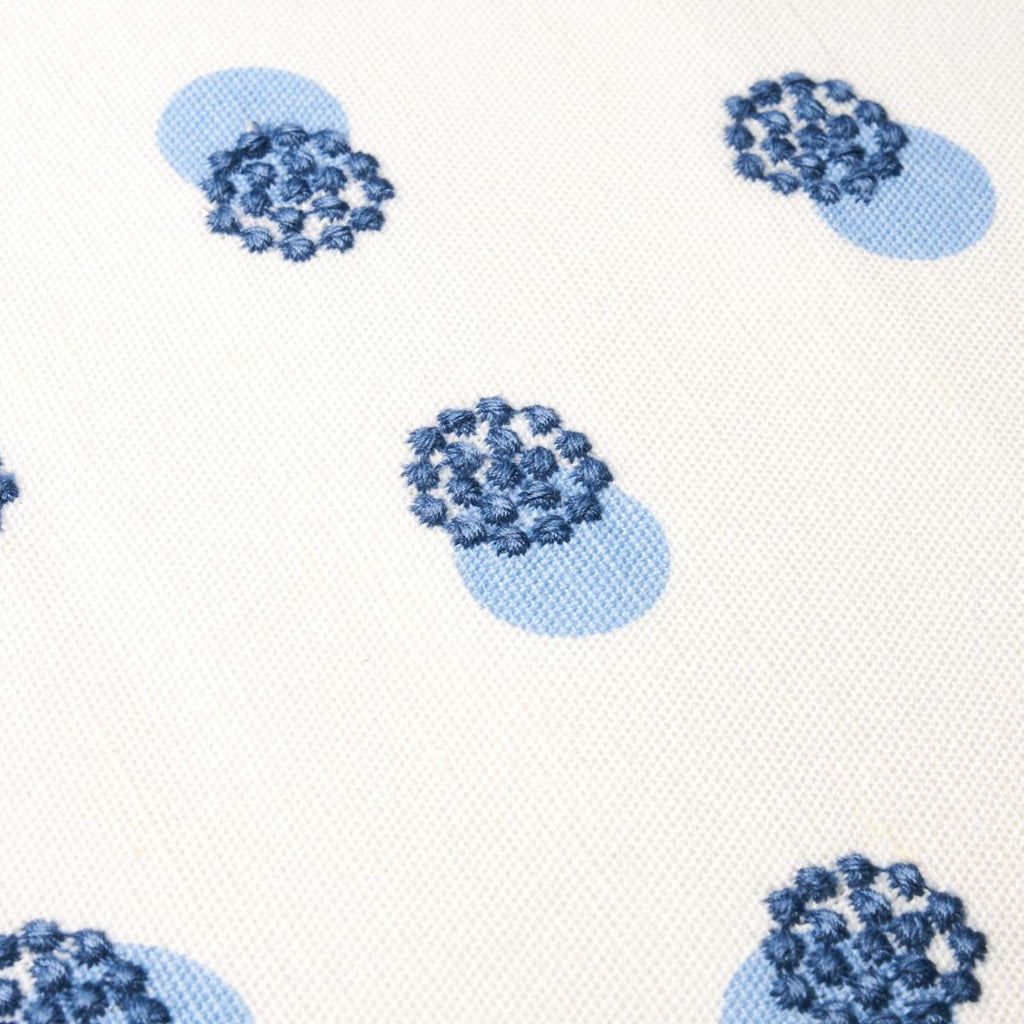 Schumacher Taylor Embroidery Blue On Ivory Fabric