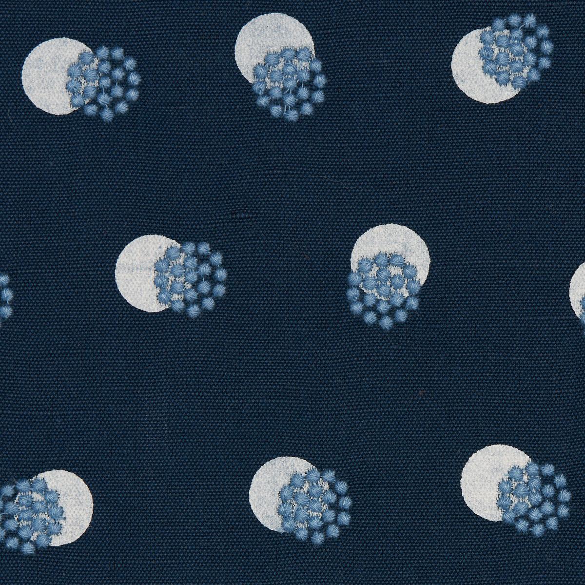 Schumacher Taylor Embroidery Sky On Navy Fabric