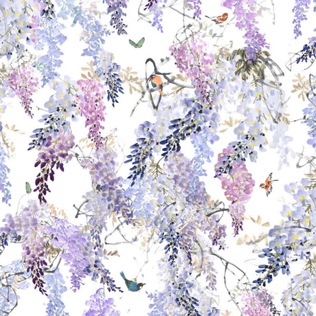 Sanderson Wisteria Falls Panel A Lilac Wallpaper