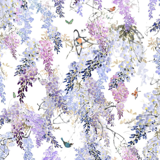 Sanderson Wisteria Falls Panel A Lilac Wallpaper