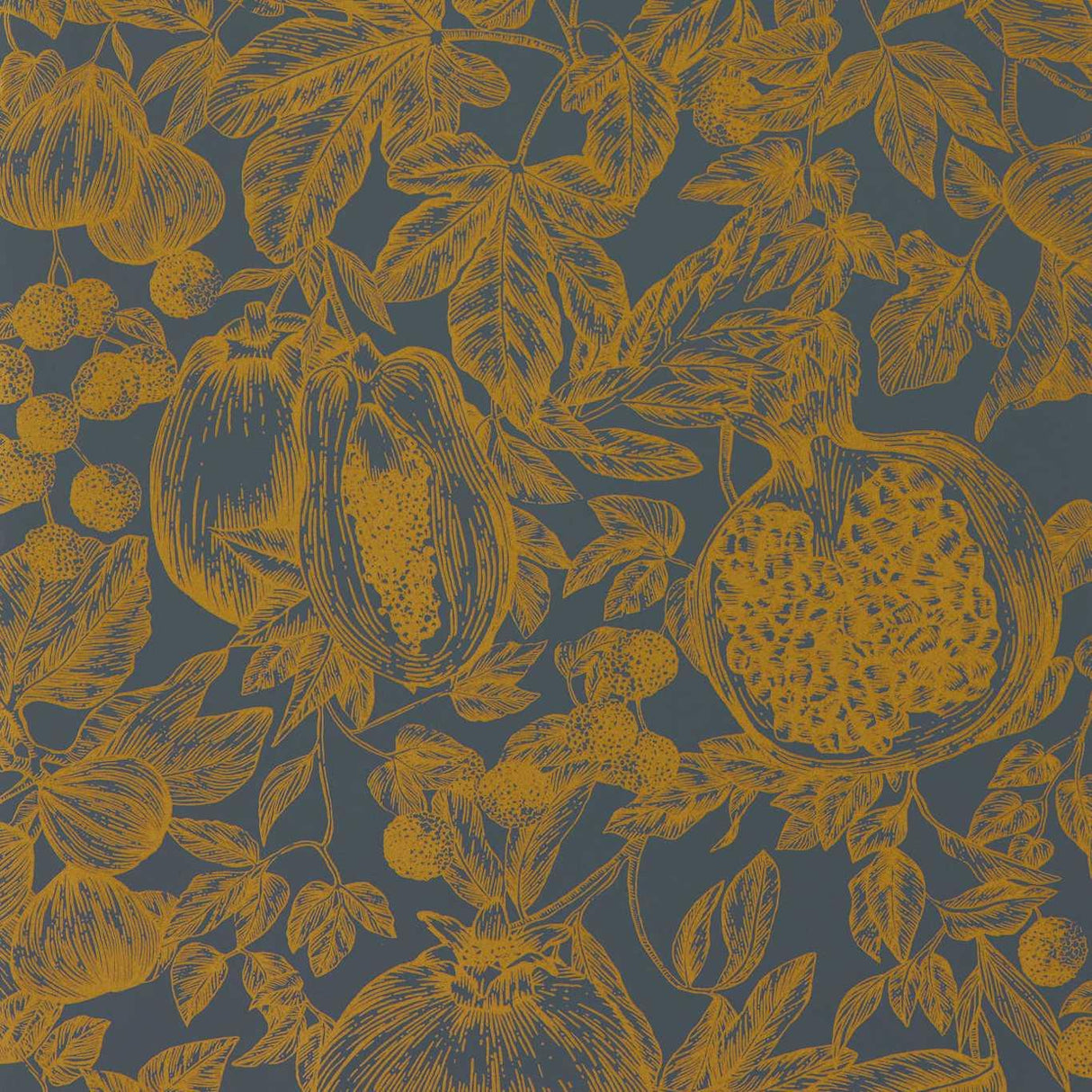 Harlequin Melograno Gold/Wild Water Wallpaper