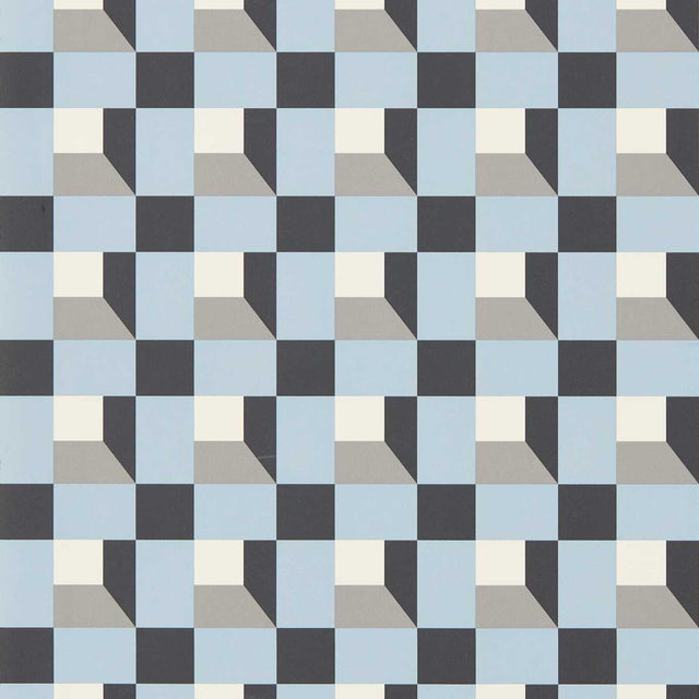Harlequin Blocks Cornflower/Black Earth/Sketched Wallpaper