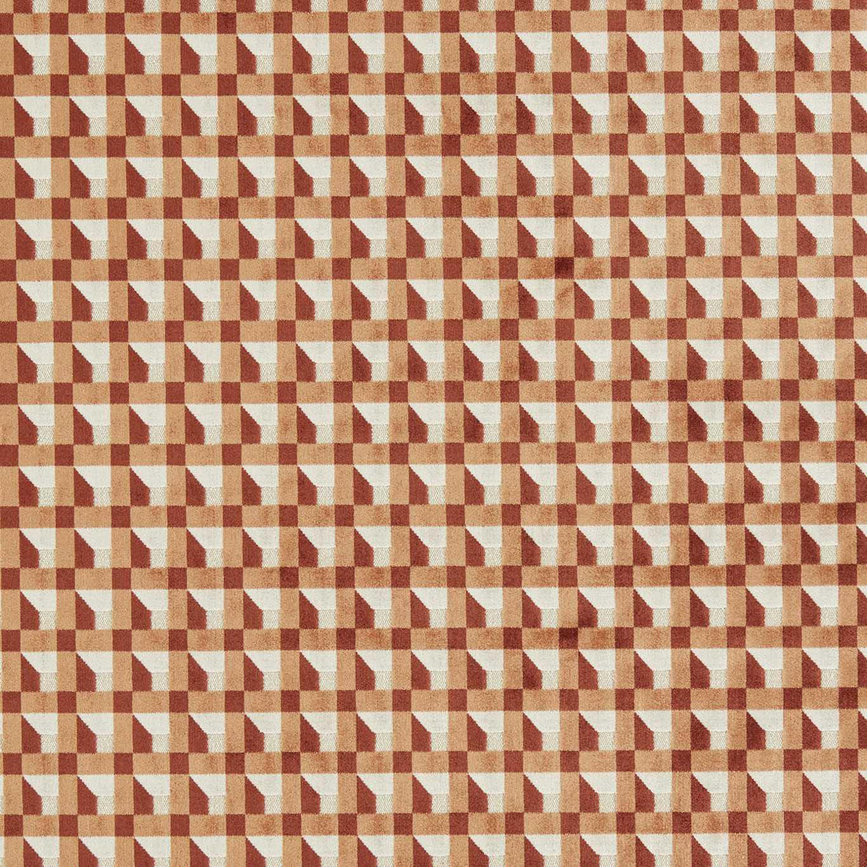 Harlequin Blocks Paprika/Bark/Bleached Coral Fabric