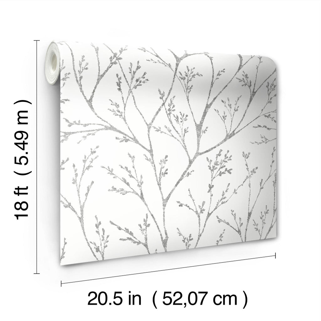 RoomMates Tree Branches Peel & Stick grey/white Wallpaper