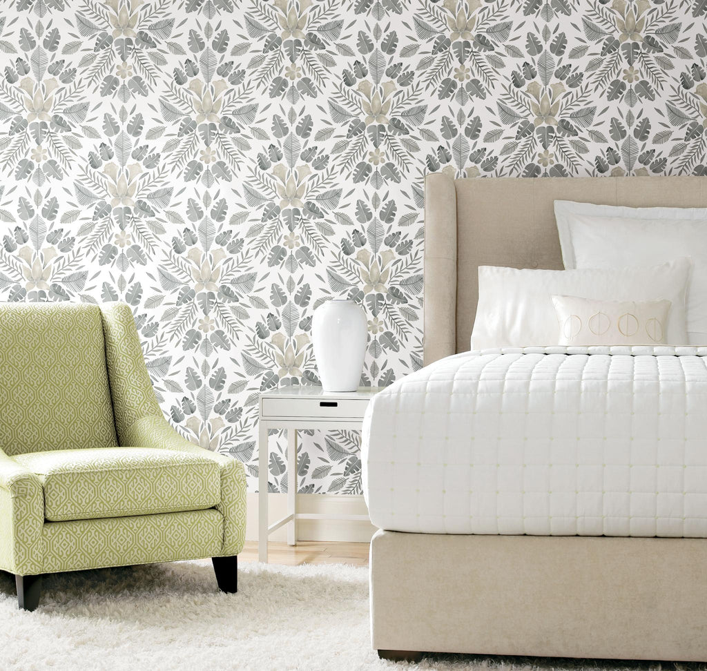 RoomMates Cat Coquillette Tropical Peel & Stick grey/taupe Wallpaper