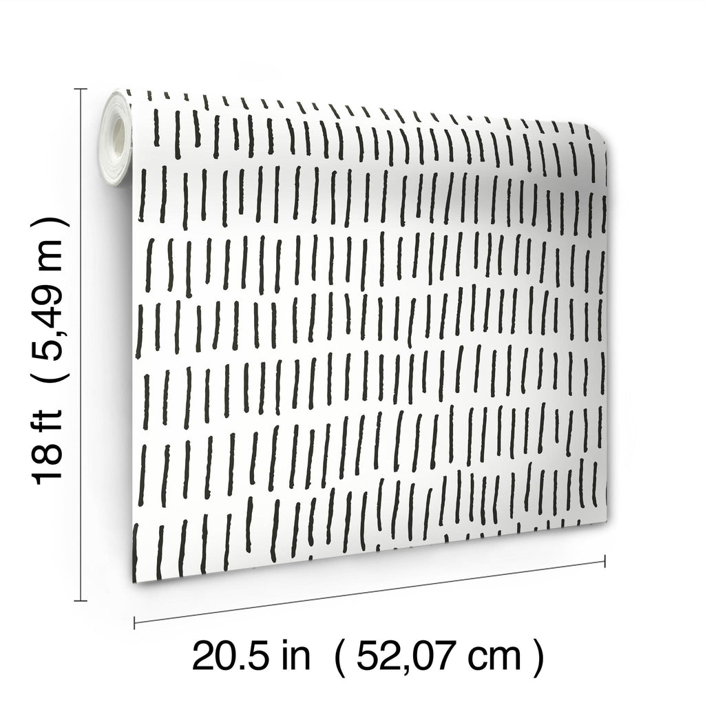 RoomMates Tick Marks Peel & Stick black/white Wallpaper